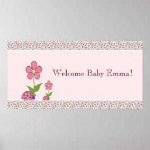 Pink-Marienkäfer-Baby-Shower-Transparent Poster