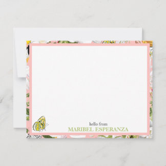 Pink Mariposa Vintage Personalisierte Flachkarte Mitteilungskarte