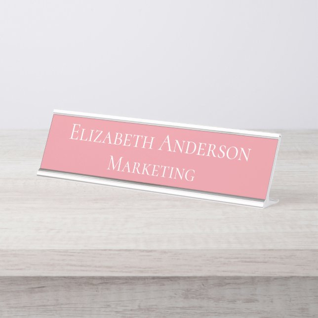 Pink Marketing Manager Schreibtischnamensplakette (Vorderseite )