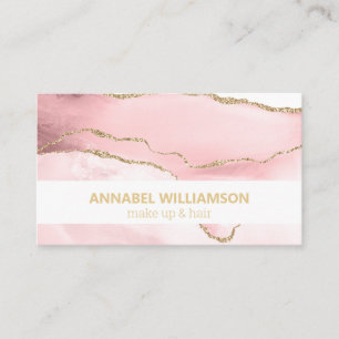 Pink Marmor & Gold Glitter Make-up Geschäftskarte Visitenkarte