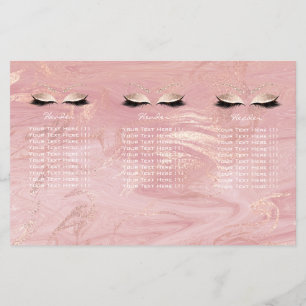 Pink-Marmor-Makeup-Augen-Wimpern DL 3-Faltblatt Flyer