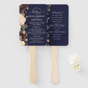 Pink Maroon Blumengrün Navy Blue Wedding Fächer