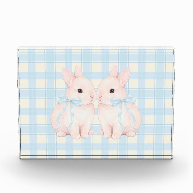 Pink Marshmallow Bunny Rabbits Easter Acrylic Art Fotoblock (Vorderseite)