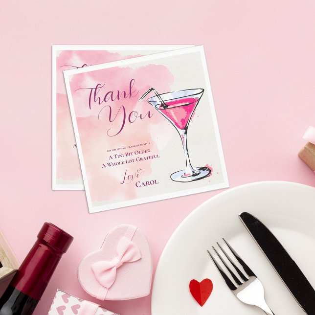 Pink Martini A Tini Bit Older Birthday Party Paper Serviette (Pink Martini A Tini Bit Older Birthday Party Paper Napkins)