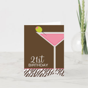 Pink Martini and Zebra Pattern Karte