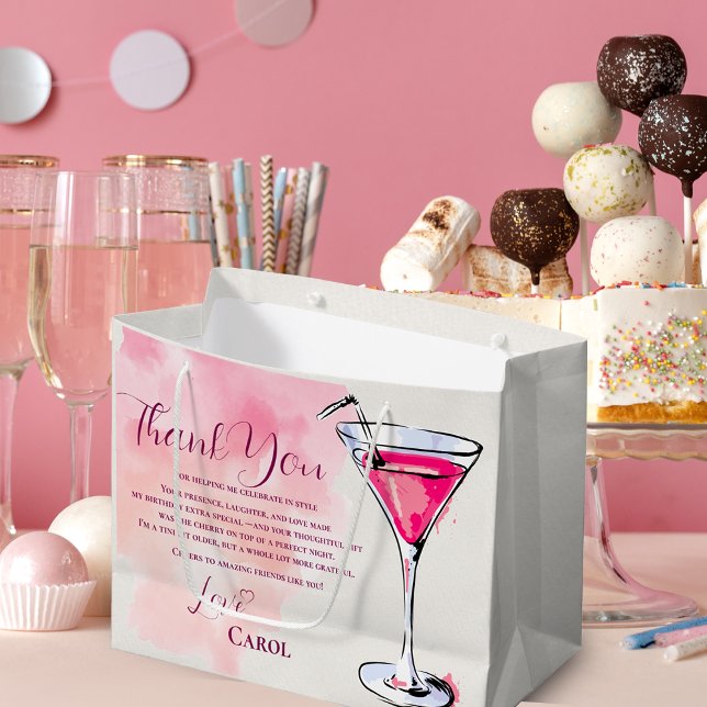 Pink Martini Birthday Party Favor Thank You Große Geschenktüte (Pink Martini Birthday Party Favor Thank You Large Gift Bag)