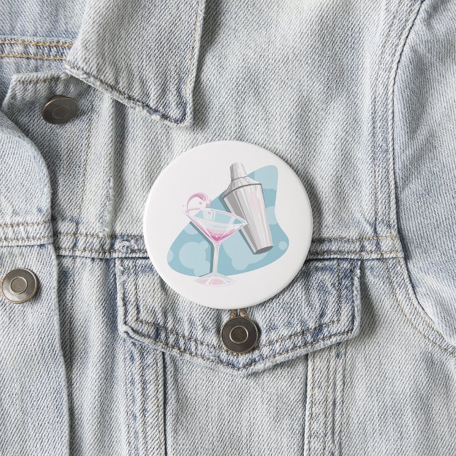 Pink Martini Cocktail und silberner Shaker Button (Von Creator hochgeladen)