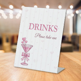 Pink Martini Drinks Table Sign A Tiny Bit Engaged Sockelschild