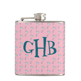 Pink Martini Monogram Flachmann