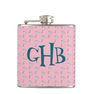 Pink Martini Monogram Flachmann