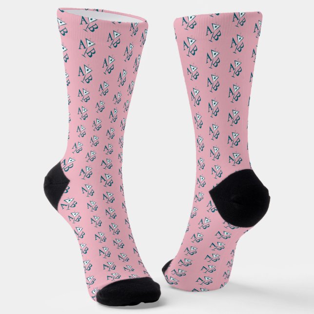 Pink Martini Monogram Socken (Gewinkelt)