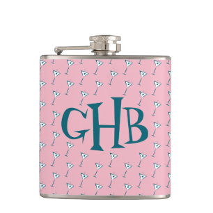 Pink Martini Monogramm Flachmann