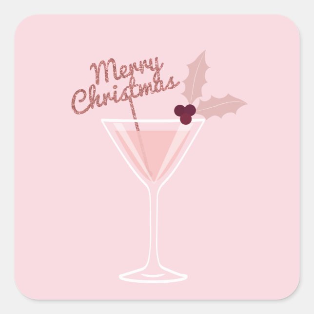Pink Martini Weihnachten Quadratischer Aufkleber (Vorderseite)