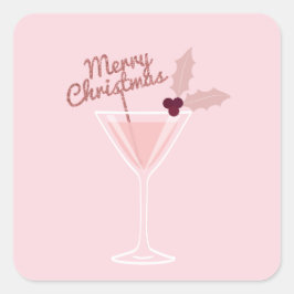 Pink Martini Weihnachten Quadratischer Aufkleber