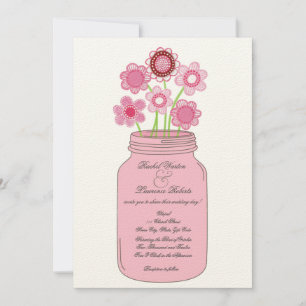 Pink Mason Jar Blume Hochzeit Einladung