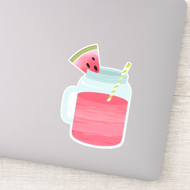 Pink Mason Jar Watermelon Lemonade Drink Aufkleber (Detail)
