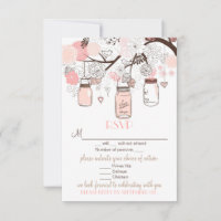 Pink Mason Jars und Love Birds UAWG Wedding Card