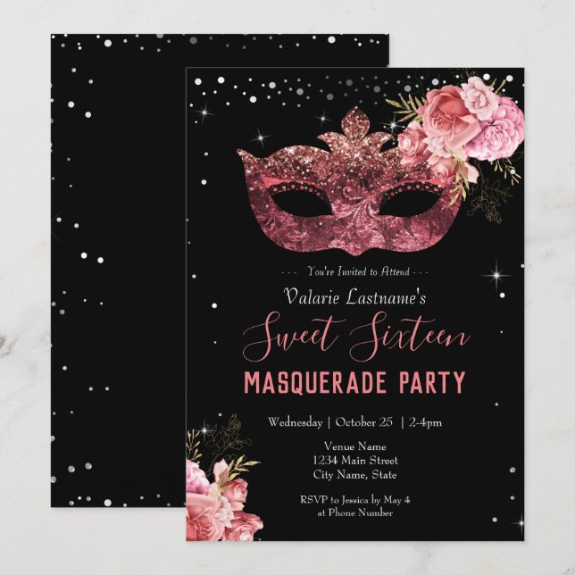 Pink Masquerade 16 . Geburtstag (Vorne/Hinten)