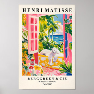Pink Matisse Print, Polar Bear in Bathtub Art Prin Poster