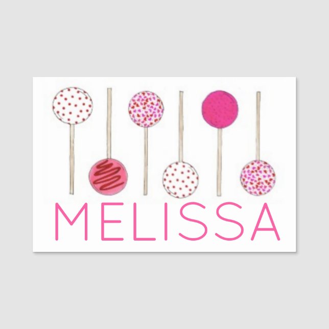 Pink Mattiert Cake Pops Bäckerei Konditorei Koch Namensschild (Vorderseite)