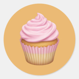 Pink Mattiert Cupcake Emoji Runder Aufkleber