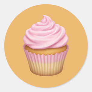 Pink Mattiert Cupcake Emoji Runder Aufkleber