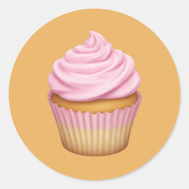 Pink Mattiert Cupcake Emoji Runder Aufkleber (Vorderseite)