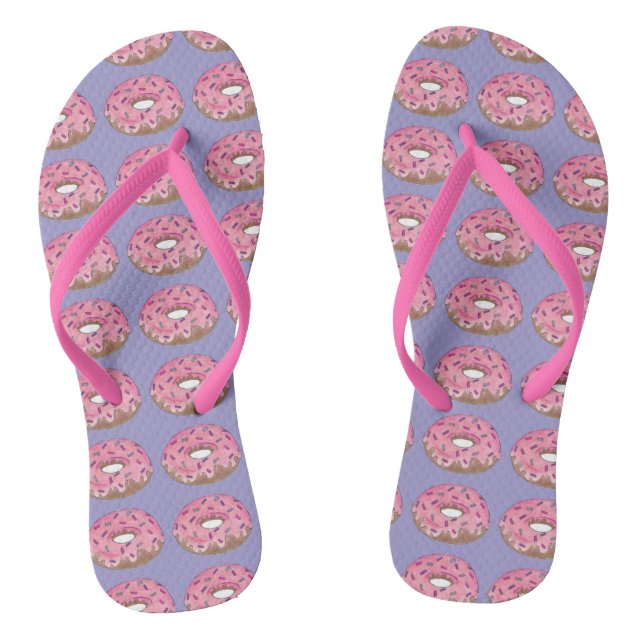 Pink Mattiert Donut Doughnut Frühstück Flip Flops (Fußbett)