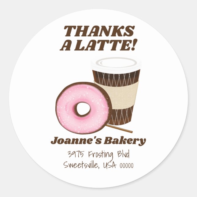 Pink Mattiert Donut und Kaffee Danke Runder Aufkleber (Vorderseite)