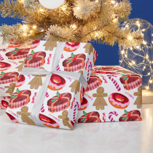 Pink Mattiert Donuts Lebkuchen Girls Candy Canes Geschenkpapier