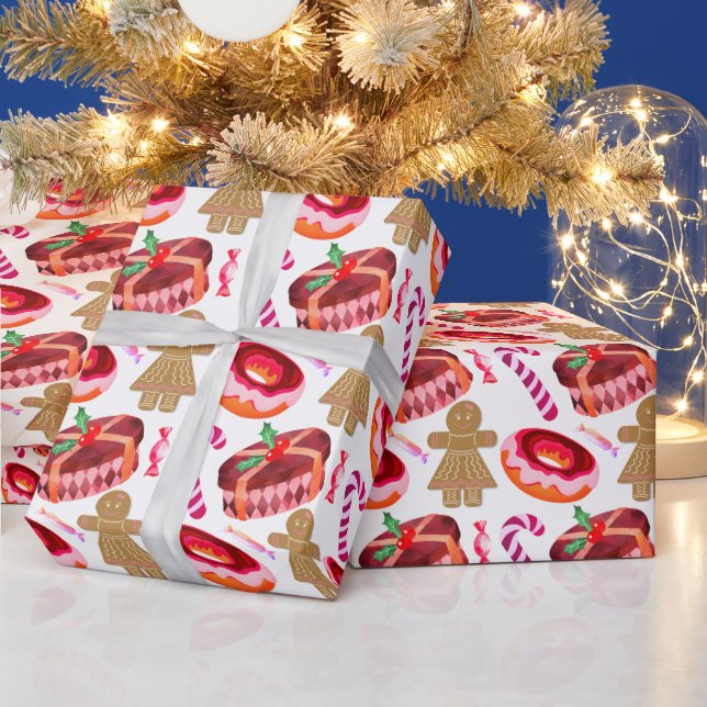 Pink Mattiert Donuts Lebkuchen Girls Candy Canes Geschenkpapier (Feiertage)
