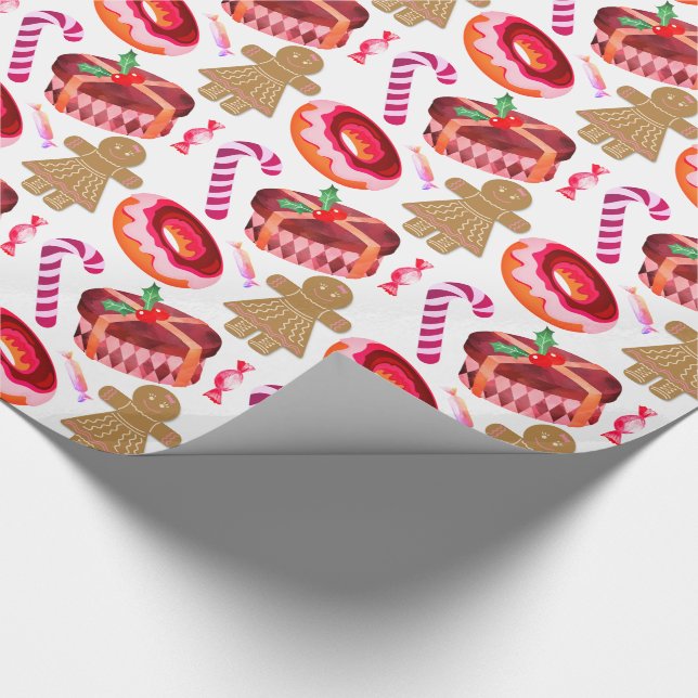 Pink Mattiert Donuts Lebkuchen Girls Candy Canes Geschenkpapier (Ecke)