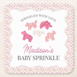 Pink Mattierte Tierkochen Baby Sprinkle Rechteckiger Pappuntersetzer
