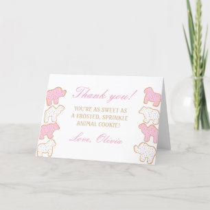 Pink Mattierter Sprinkle Tierkeks Gastgeschenk Dankeskarte
