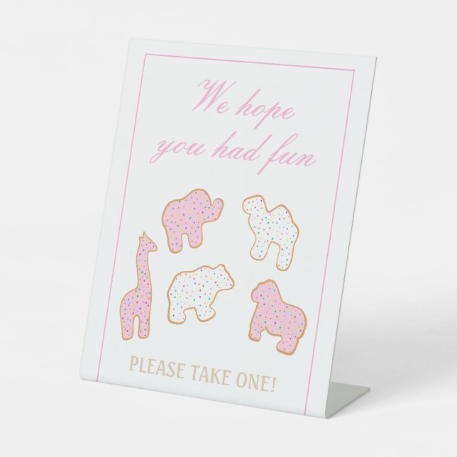 Pink Mattiertes Tier Cookie nehmen Sie ein Gastges Sockelschild (Vorderseite)