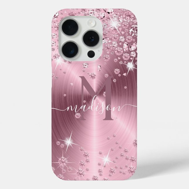 Pink Mauve Diamonds - Personalisiert Case-Mate iPhone Hülle (Rückseite)
