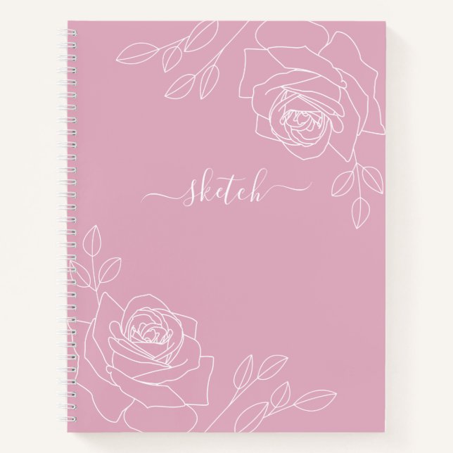 Pink Mauve Elegant Blumenzettelbuch Notizbuch (Vorderseite)