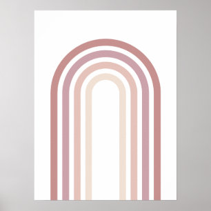 Pink & Mauve minimalistische Regenbogen-Wandkunst  Poster
