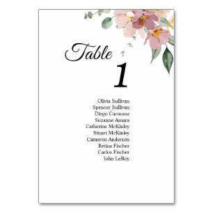 Pink Mauve Vintage Tischnummer mit Blumenmuster Un