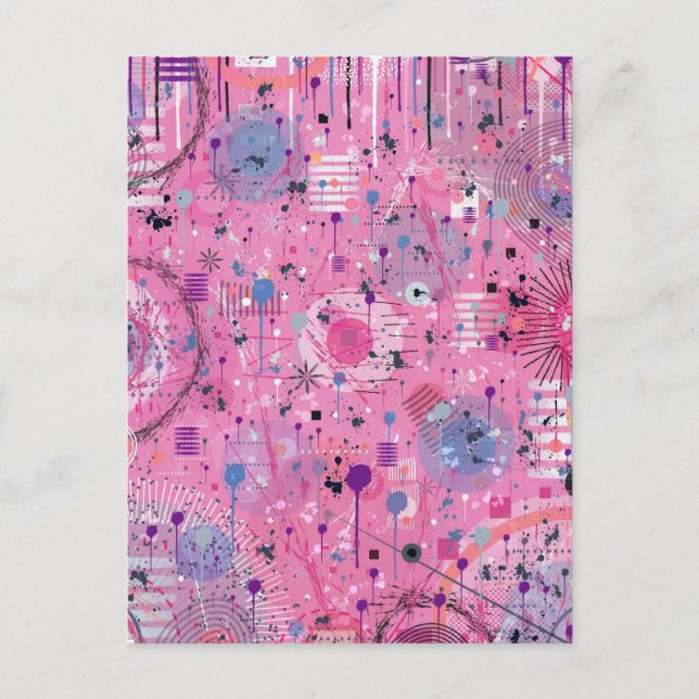 Pink Maximalist Abstract Art  Postkarte (Vorderseite)