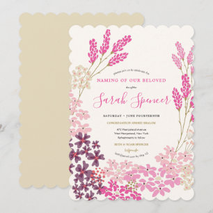 Pink Meadow Baby Naming/Simchat Bat Einladung