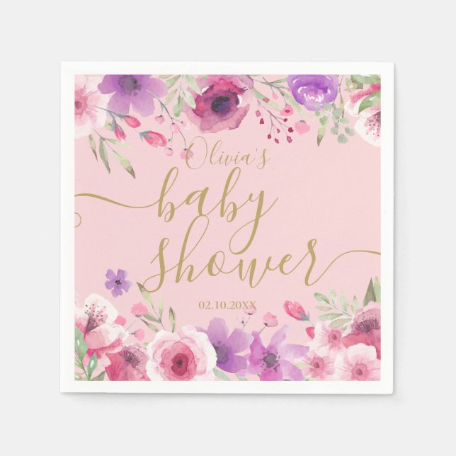 Pink Meadow Blume Floral Baby Girl Dusche Serviette (Vorderseite)