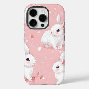 Pink Meadow Bunny Floral Garden iPhone 16 Pro Hülle