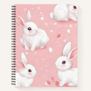 Pink Meadow Bunny Floral Garden Notizbuch