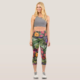 Pink Meadow Floral Capri Leggings