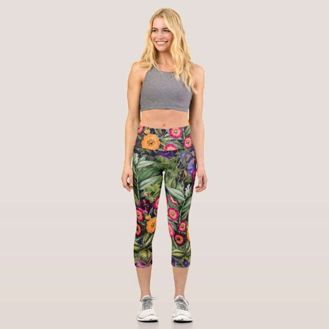 Pink Meadow Floral Capri Leggings (Vorderseite)
