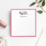 Pink Meadow | PERSONALISIERT Notizblock<br><div class="desc">Die personalisierte Gestaltung mit Blumen und rosa Blume und grüne Botanicals an der Spitze, mit dem Namen oder der Wahl der Personalisierung unter der handgeschriebenen Pinseltypografie. Ein dünner Doppelrand in passendem mittel rosa rundet das Aussehen ab.</div>