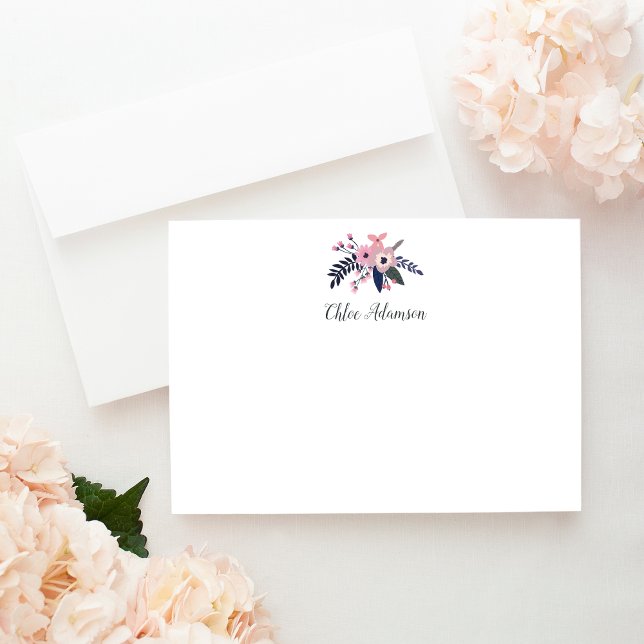 Pink Meadow Personalisiert Stationer-Flachkarte Mitteilungskarte (Von Creator hochgeladen)