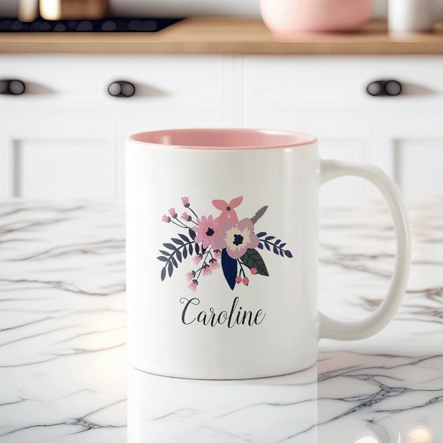 Pink Meadow | PERSONALISIERT Zweifarbige Tasse (Von Creator hochgeladen)