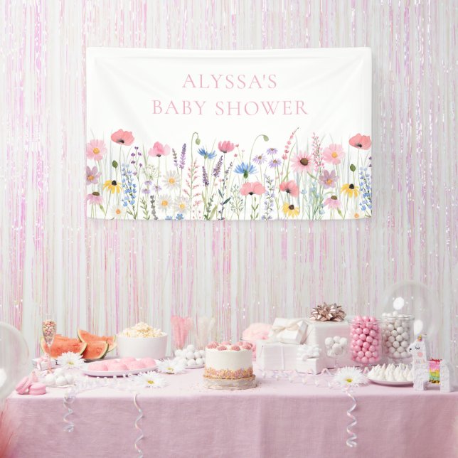 Pink Meadow Wildblumen Kinderdusche Banner (Party)